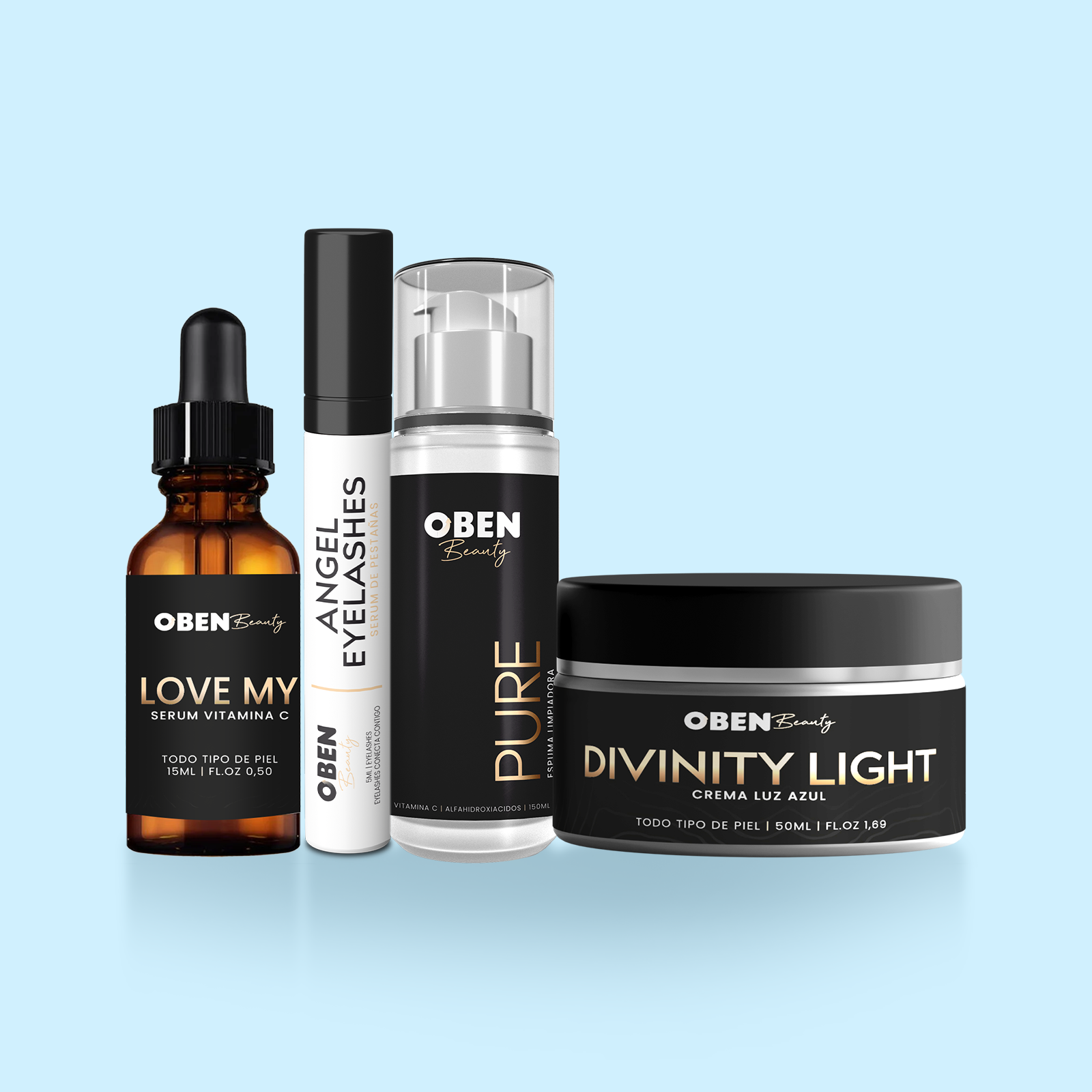 Skincare Package with Pure, Divinity Light, Serum, Eyelashes